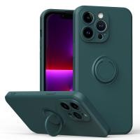 ราคา Unicorn Liquid Silicone Soft Phone Case With Metal Ring Stand For iPhone 15 14 13 12 11 Pro Max Mini X XR XS 8 7 6 6S Plus SE 2020 Shockproof Phone Cover With Holder Casing With Velvet Inside With Ful