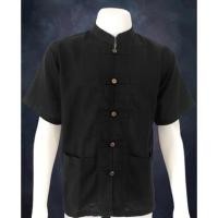 ราคา เสื้อผ้าฝ้าย ผ้าพื้นเมือง น้ำไหล คอจีน กระดุมกะลา 5 เม็ด แขนสั้น (19145864254)