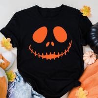 ราคา เสื้อ Halloween Pumpkin Face Print Halloween Party T Shirt Halloween Party Outfits Funny Women Black Shirt ไม่จำกัดเพศ (22638759695)