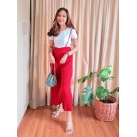 ราคา มี 2 สี เอี้ยมกางเกงขายาวผ้าอัดพลีทเนื้อดี สายปรับได้มาพร้อมเสื้อสีพื้นขาว 691 (999002754)