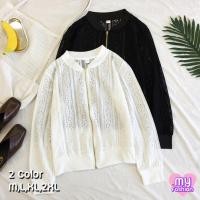 ราคา MYF มาใหม่ เสื้อแจ็คเก็ตแขนยาวมีซิปหน้า ผ้าสไตล์ลูกไม้ฉลุสวยงาม 2 สี (5934486886)