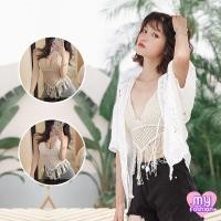 ราคา MYF มาใหม่ เสื้อสายเดี่ยวไหมพรมถักชายสามเหลี่ยม แบบผูกหลัง ชายระบาย มีซับในฟองน้ำ (5582078600)