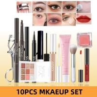 ราคา ชุดแต่งหน้า20ชิ้น 10ชิ้น มาสคาร่าสีดำ คอนซีลเลอร์ อายไลเนอร์ ดินสอเขียนคิ้ว ลิปสติกลิปเคลือบริมฝีปาก แป้งบลัชออน ที่ดัดขนตา อายแชโดว์ รองพื้นเหลว Kuas Rias Applicator คอนทัวร์แบบแท่ง7ชิ้น พัฟแป้ง ผงเค