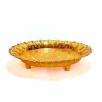 ราคา ถาดกลม สีทอง ถาดวางของไหว้ ถาดถวายพระ ถาดวางดอกไม้ พานขันหมาก ถาดมงคล พานมงคล พานแบน (22171599702)