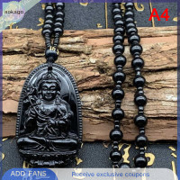 ราคา Aokago 1PC ธรรมชาติสีดำ Obsidian แกะสลักพระพุทธรูปโชคดีจี้สร้อยคอ (22299860118)