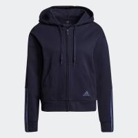 ราคา adidas ไลฟ์สไตล์ เสื้อฮู้ดซิปยาวเต็มตัว Essentials Loose Cut 3 Stripes ผู้หญิง สีน้ำเงิน H07805 (22433889864)
