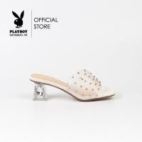 ราคา Playboy รองเท้าส้นสูง ลิขสิทธิ์แท้ รุ่น ST H243C1183 ดีไซน์ส้นสูงแบบสวมคาดพลาสติกแต่งอะไหล่หมุด มี2สี สีดำและสีครีม (22726371472)