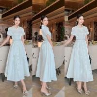 ราคา Adora เดรสยาวเชิ๊ตสีขาวเรียบหรูเรียบร้อย (21176739635)