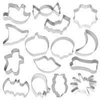 ราคา Halloween Cookie Cutters 15 PCS Cookie Cutters Shape Stainless Steel Cutters Cutters for CatBatGhostPumpkin (21470926332)