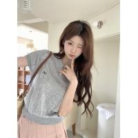ราคา Cici 2156 2 เสื้อไหมพรมแขนสั้น แต่งลายผ้า คอปกกระดุมใช้งานได้จริง ปักโบว์น่ารัก สไตล์เกาหลี (22834910182)