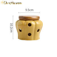 ราคา ChicHaven โหลเก็บกระเทียมเซรามิกสีขาวพร้อมฝาปิดโถเก็บทรงกลวงขวดขิงกระเทียมตะเกียงเทียนกล่องลูกอมในครัวเรือน (22506767745)
