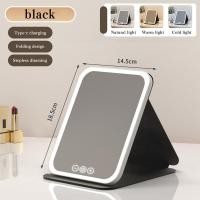 ราคา กระจกแต่งหน้า กระจกตั้งโต๊ะ กระจกมีไฟส่องหน้า แบบพกพา กระจกมีไฟ LED ไฟ 3 สี ระบบสัมผัส ปรับระดับ ชาร์จไฟได้ (22749246040)