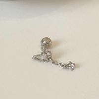 ราคา Suwann na shop ต่างหู ต่างหูเงินแท้ จิว จิวเงินแท้ จิวผีเสื้อเพชร สีเงิน โรสโกลด์ (22935188912)