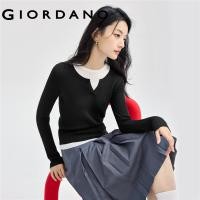 ราคา GIORDANO Women Sweaters Contrasting Fake 2 Piece Sweaters Crewneck Long Sleeve Smooth Simple Fashion Casual Sweaters 18354920 (22505261854)