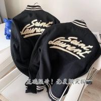 ราคา Original s standard classic Lsplicing leather graffiti coat high street jacket baseball uniform couple jacket (21191463433)