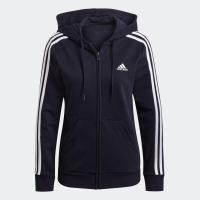 ราคา adidas Lifestyle Essentials French Terry 3 Stripes Full Zip Hoodie Women Blue GL0804 (22439340914)