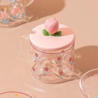 ราคา Clearance sale Creative Pink Flower Instant Noodles Glass Pot Can Be Heated Soup Pot Double Ears Salad Bowl Covered With A Large Bowl (22098738320)