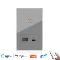 ราคา VISWE smart switch tuya smart switch tuya switch wifi switch tuya wifi smart switch wifi เต้ารับ usb type c ปลั๊กไฟ 2 ขา ปลั๊กไฟ 3 ขา grey switch 118 72mm glass panel (21910043520)