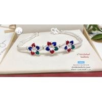 ราคา สร้อยข้อมือเงินแท้92 5 ลายสี่เสา ดอกไม้ลงยา หนัก 2 สลึงตัน ยาว 6 5 7 นิ้ว เรือนเงินแท้ (19651732752)