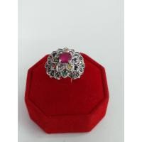 ราคา แหวนเงินเเท้92 5 แหวนดอกไม้ล้อมพลอยนพเก้า (7671240196)