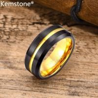ราคา Kemstone ทังสเตนชุบทองแหวนเหล็กทังสเตน8มม สำหรับผู้ชายแหวนแฟชั่นเครื่องประดับแหวนเหล็กทังสเตนของขวัญ (22029642600)