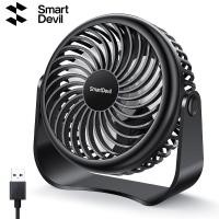 ราคา SmartDevil USB Desk Fan 3 Speeds Portable Mini Desktop Fan 360 Adjustment Small Personal Table Fan for Home Office Car Outdoor Travel Black (18508671938)