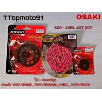 ราคา โซ่ สเตอร์ชุด ดำ ดำเจาะ โซ่สีสะท้อนแสง สีชมพู OSAKI เบอร์ 420 106L หน้า 14T หลัง 30 34T WAVE125 WAVE100S MSX WAVE110I (9213851790)