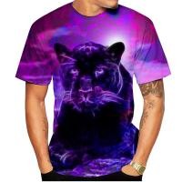 ราคา เสื้อยืดพิมพ์ลายเสือดำสำหรับฤดูร้อนใหม่เสื้อยืดผู้ชายผู้หญิงลายสัตว์แขนสั้นลำลองแนวสตรีทเสื้อคอกลมเสื้อแห้งเร็ว (22146640311)