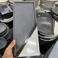 ราคา จานซูชิ จานยาว 14 5 นิ้ว จานเซรามิค sushi plate ถาด ceramic tray ถาดเซรามิค ถาดใส่อาหาร ถาดใส่ซูชิ (22421064290)