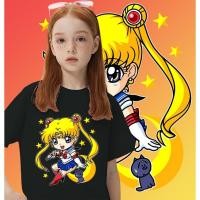 ราคา เสื้อยืดผ้าฝ้ายพิมพ์ลายขายดี เซเลอร์มูนเสื้อยืด Sailor moon น่ารัก เสื้อยืดเด็ก 100 150cm 24 (21921127814)