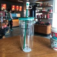 ราคา Starbucks แก้วหลอดพลาสติกใสแก้วกาแฟสองชั้นใหม่ (22804691744)