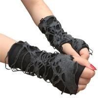 ราคา Fashion model shop Women Halloween Punk Hole Long Gloves Gothic Black Fingerless Gloves Arm Warmer Beggar Cosplay (18915250709)