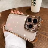 ราคา คุณภาพสูงเคสโทรศัพท์ป้องกันการกระแทกตัวชุบโลหะหรูหราพร้อมแผ่นป้องกันเลนส์กล้องถ่ายรูปสำหรับ IPhone 15 14 13 12 11 Pro Max 14 15 Plus X XS MAX XR เคสกันกระแทกแบบใส TPU แบบนิ่มพร้อมกล้อง (22228343928)