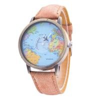 ราคา นาฬิกาข้อมืออะนาล็อกควอตซ์ทรงกลมสายผ้ายีนส์แผนที่โลกแบบย้อนยุคสำหรับทุกเพศ (9930674137)