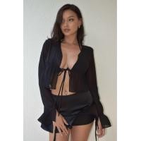 ราคา Amaia Resort Sofia Set สีดำ Noir เสื้อเชิ้ตแขนยาวชีฟอง กระโปรงมินิสเกิร์ตซาติน (21495547485)