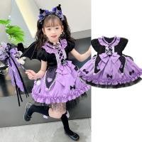 ราคา 5ชิ้นทั้งชุด Sanrio Kuromi Lolita ชุดเดรสเจ้าหญิงของเด็กผู้หญิงฮาโลวีนปาร์ตี้ชุดคอสเพลย์ขึ้นเครื่องแต่งกายวันเกิดของขวัญชุด Tutu 2024 (22407368652)