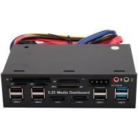 ราคา 5 25 Inch Usb 3 0 Front Panel Pc Usb 3 0 2 0 Hub E Sata Sata Audio Multi Card Reader for Computer Case Optical Drives Bay (20352604498)