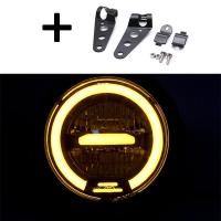 ราคา 6 5 นิ้วรถจักรยานยนต์ LED ไฟหน้ารถจักรยานยนต์สีดำหัวรถจักรยานยนต์ด้านหน้า led ไฟหน้า Cafe Racer (22772774883)