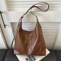 ราคา Retro กระเป๋าโท้ทความจุขนาดใหญ่สําหรับผู้หญิงพื้นผิวนุ่มปิดซิปกระเป๋าสะพายสไตล์ลําลองพร้อมสายรัดรากคู่ (22261674310)