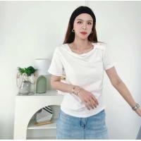 ราคา 073เสื้อยืดแขนสั้น คอถ่วง อก 30 36 ยาว 22 (22701223709)