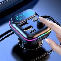 ราคา บลูทูธสำหรับรถยนต์เครื่องส่งสัญญาณ FM 5 0คู่ USB อะแดปเตอร์ที่ชาร์จแบตในรถชนิด C PD เล่น Mp3แฮนด์ฟรีการ์ดสนับสนุน TF สำหรับ Samsung (18430157610)
