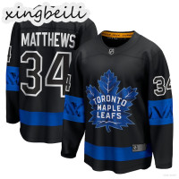 ราคา xingbeili Hq1 NHL Toronto กีฬาเสื้อยืดแขนยาวพิมพ์ Maple Leaf Austin matthews Black JERSEY hockey PLUS ขนาด QH1 (22458612315)