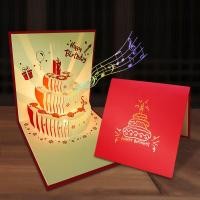 ราคา ขายดี การ์ดอวยพรวันเกิดเค้ก 3D รูปร่างเค้ก บัตรอวยพรวันเกิด สําหรับตกแต่งเค้กวันเกิด การ์ดดอกไม้ การ์ดวาเลนไทน์ มีไฟมีเสียงเพลง (22856593742)