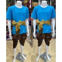 ราคา ชุดไทยผู้ชาย ชุดไทยพื้นเมือง เสื้อคอกลมผ้าคอตตอน โจงกระเบน ผ้าคาด (22758221986)