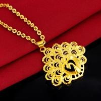 ราคา HZP จี้ทองเหลืองรูปหางนกยูงชุบทองประดับจี้ห้อยสร้อยคอนกยูงสีทองจรรยาบรรณแขวนลม (12642549587)