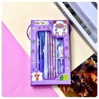 ราคา เครื่องเขียนเด็กการ์ตูนน่ารักชุด 8 ชิ้นปากกาลูกลื่น 4 สีดินสอ 2B กล่องของขวัญแบบพกพาของขวัญบริจาค (22864764778)