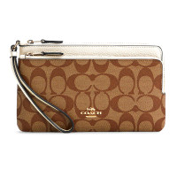 Coach C5576 Double Zip Wallet In Signature Canvas กระเป๋าสตางค์คล้องมือ