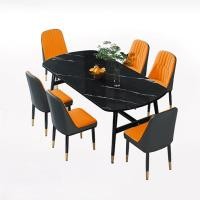 ราคา ชุดโต๊ะรับประทานอาหารหรูหราแสงแผงหินอ่อนสีดำ สีขาวที่นั่งสบาย 4 6 ที่นั่งสไตล์นอร์ดิก (22564146480)