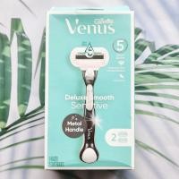 ราคา ยิลเลตต์ วีนัส ชุดมีดโกน สำหรับผู้หญิง Venus Deluxe Smooth Sensitive Womens Razor 1 Handle 2 Refills Gillette Metal Handle (16108251127)