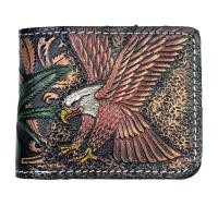 ราคา Chinatown Leather กระเป๋าเงินหนังวัวแท้ใบสั้น ตอกลายนกเหยี่ยว (22772123634)